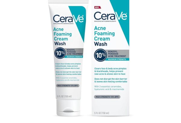 CeraVe Acne Foaming Cream Cleanser | Acne Treatment Face Wash with  10% Benzoyl Peroxide