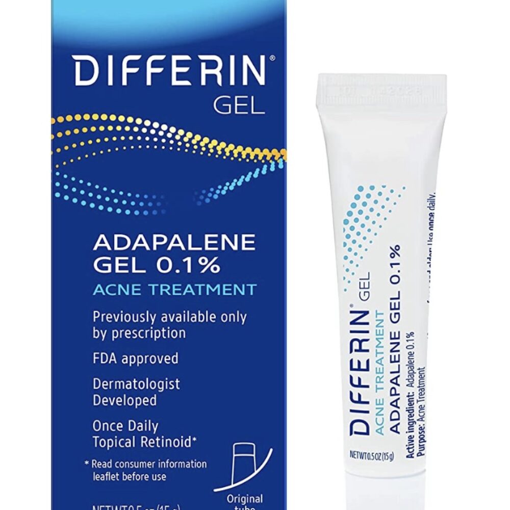 Acne Treatment Differin Gel,0.1% Adapalene, Gentle Skin Care for Acne Prone Sensitive Skin, 15g