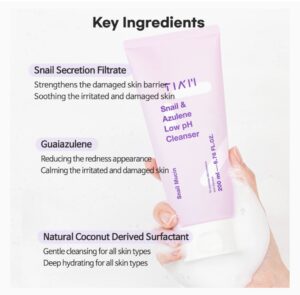 TIAM Snail&Azulene Low pH Cleanser, Gel Facial Cleanser - Image 4