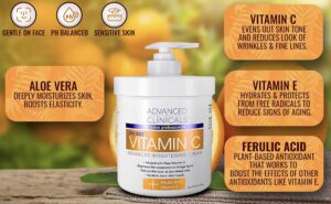 Advanced Clinicals Vitamin C Face & Body Cream Moisturizing Skin Care Lotion cup