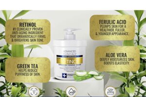 Advanced Clinicals Retinol Body Lotion Moisturizer Face & Body Cream 16 Oz
