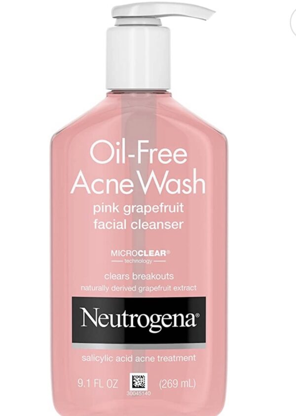 Neutrogena Oil-Free Salicylic Acid Pink Grapefruit Pore Cleansing Acne Wash and Facial Cleanser with Vitamin C-269ml