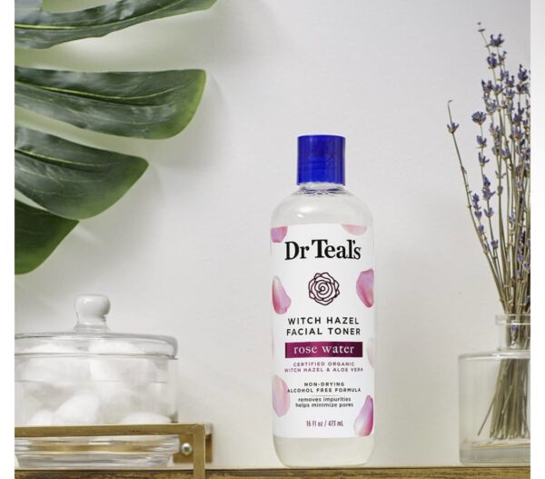 Dr Teal Witch Hazel Facial Toner, Rose Water 473ml - Image 3