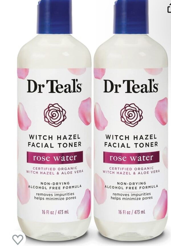 Dr Teal Witch Hazel Facial Toner, Rose Water 473ml