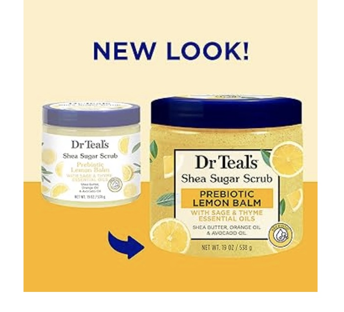 Dr Teal's Shea Sugar Scrub, Prebiotic Lemon