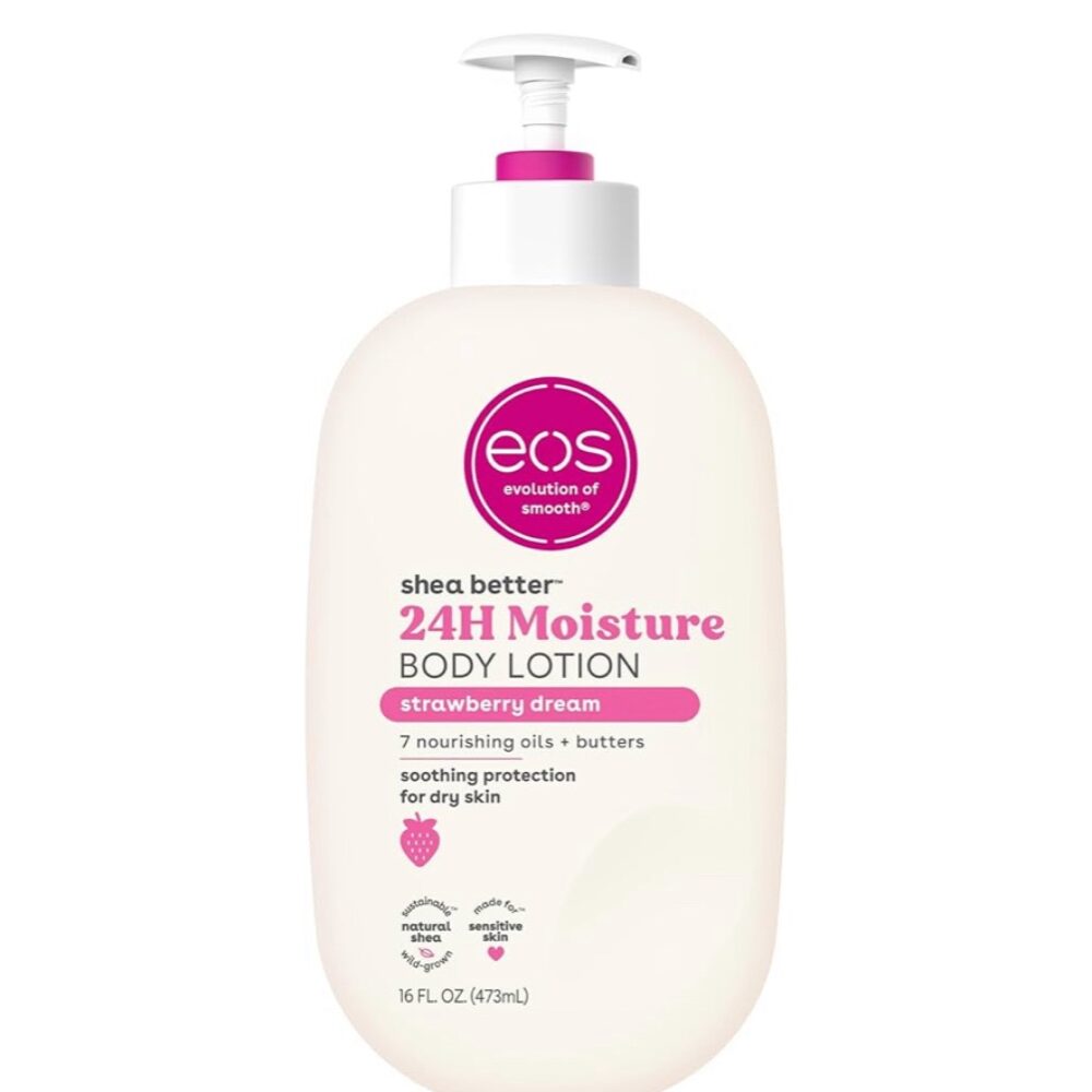 eos Shea Better Body Lotion, 16 fl oz | Strawberry- Damaged pump